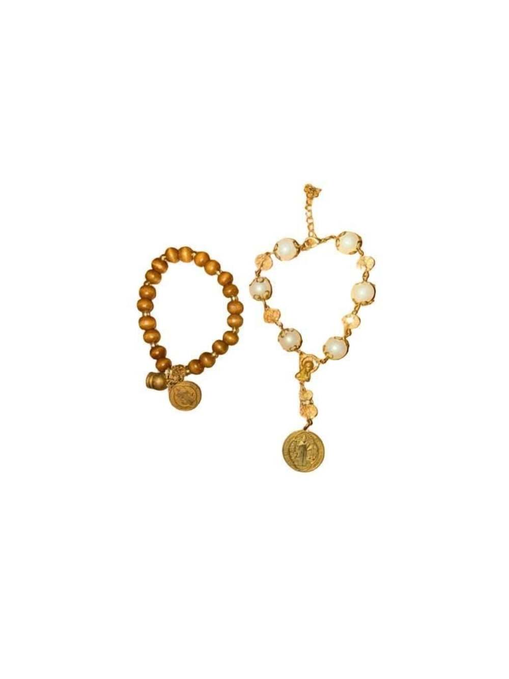 Catholic Saint Benedict Religious Rosary Bracelet Bundle of 2